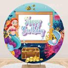 1m x 1m Underwater Mermaid Birthday Party Photography Washed With Elastic Circular Background Cloth(MDU04377) - 1