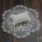 Hollow Lace Round Blanket + Pillow Suit Baby Photography Props(White) - 1