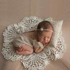 Hollow Lace Round Blanket + Pillow Suit Baby Photography Props(Pink) - 6