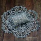 Hollow Lace Round Blanket + Pillow Suit Baby Photography Props(Light Blue) - 1