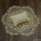 Hollow Lace Round Blanket + Pillow Suit Baby Photography Props(Beige) - 1