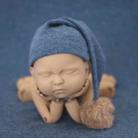 Newborn Photography Clothing Baby Photography Fur Ball Knitted Long Tail Hat(Blue) - 1