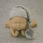 Newborn Photography Clothing Baby Photography Fur Ball Knitted Long Tail Hat(Grey) - 1