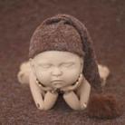 Newborn Photography Clothing Baby Photography Fur Ball Knitted Long Tail Hat(Coffee) - 1
