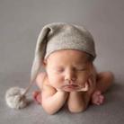 Newborn Photography Clothing Baby Photography Fur Ball Knitted Long Tail Hat(Green) - 6