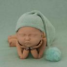 Newborn Photography Clothing Baby Photography Fur Ball Knitted Long Tail Hat(Light Green) - 1
