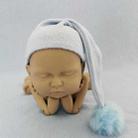 Newborn Photography Clothing Baby Photography Fur Ball Knitted Long Tail Hat(Light Blue) - 1