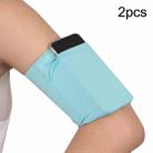 2pcs Outdoor Fitness Mobile Phone Arm Bag Sports Elastic Armbands(Light Blue) - 1