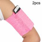 2pcs Outdoor Fitness Mobile Phone Arm Bag Sports Elastic Armbands(Pink Yarn) - 1