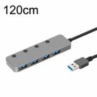 HS0059 Independent Switch USB 3.0 4 Ports Extension Type-C / USB-C Aluminum Alloy HUB, Cable Length: 120cm - 1