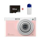 C13 2.88 inch 4K 8X Optical Zoom Telescopic Lens HD Digital Camera, Spec: Pink+Card Reader+32G - 1