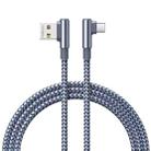 REMAX RC-C002 USB To USB-C/Type-C  2.4A Braided Data Cable with 90 Degree Elbow,Length 1m(Silver) - 1