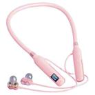 G72 Hanging Neck Card Insertable Digital Display Noise Reduction Wireless Bluetooth Earphone(Pink) - 1