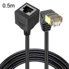 Down Bend 0.5m Cat 8 10G Transmission RJ45 Male To Female Computer Network Cable Extension Cable(Black) - 1