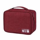 RH917 Data Cables Storage Bags Cationic Polyester Multifunctional Digital Bag(Wine Red) - 1