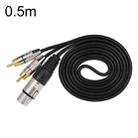 XLR Female To 2RCA Male Plug Stereo Audio Cable, Length: 0.5m - 1