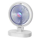 USB Lighting Fan Home Rotatable Dressing Table Fill Light Small Fan(Blue White) - 1