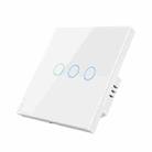 Tuya ZigBee Zero Firewire Touch Wall Remote Control Switch Light Control Voice Switch EU Plug, Style: 3 Gang (White) - 1