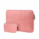 ND12 Lambskin Laptop Lightweight Waterproof Sleeve Bag, Size: 14.1-15.4 inches(Pink with Bag) - 1