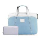 13.3-14 inch Computer Handheld Messenger Bag For Apple MacBook / Huawei / Xiaomi / Basne(Ladder tape light blue+gray PU power package) - 1