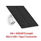 5W Monocrystalline Silicon Outdoor Camera Solar Panel Support USB&Type-C/USB-C Interface - 5