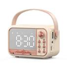 S11 Handheld Retro Alarm Clock Bluetooth Speaker Desktop Portable Clock(Beige) - 1