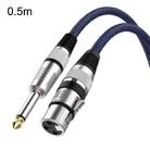 0.5m Blue and Black Net TRS 6.35mm Male To Caron Female Microphone XLR Balance Cable - 1