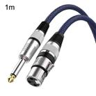 1m Blue and Black Net TRS 6.35mm Male To Caron Female Microphone XLR Balance Cable - 1