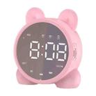 P1 Mini Card Mirror Clock Wireless Bluetooth Speaker with FM Radio(Pink) - 1