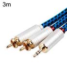 3m Gold Plated 3.5mm Jack to 2 x RCA Male Stereo Audio Cable(Pearl Silver) - 1