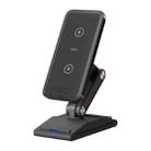 3-In-1 15W Portable Folding Desktop Stand Mobile Phone Wireless Charger(Black) - 1