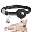 For AirTag Tracker Silicone Case Reflective Pet Cat Collar With Bell(Black) - 1