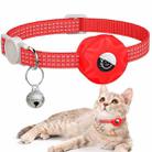 For AirTag Tracker Silicone Case Reflective Pet Cat Collar With Bell(Red) - 1