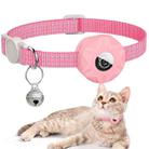 For AirTag Tracker Silicone Case Reflective Pet Cat Collar With Bell(Pink) - 1