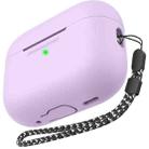 For AirPods Pro 2 AhaStyle PT187 Silicone One-Piece Protective Case With Lanyard Case(Purple) - 1