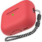 For AirPods Pro 2 AhaStyle PT187 Silicone One-Piece Protective Case With Lanyard Case(Red) - 1