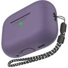 For AirPods Pro 2 AhaStyle PT187 Silicone One-Piece Protective Case With Lanyard Case(Dark Purple) - 1