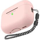 For AirPods Pro 2 AhaStyle PT187 Silicone One-Piece Protective Case With Lanyard Case(Pink) - 1