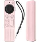 For Apple TV Siri Remote 2/3 AhaStyle PT166 Remote Controller Silicone Protective Case Striped Non-Slip Anti-Drop Cover(Pink) - 1