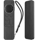 For Apple TV Siri Remote 2/3 AhaStyle PT166 Remote Controller Silicone Protective Case Striped Non-Slip Anti-Drop Cover(Black) - 1