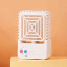 820 Mini Desktop USB Charging Fan Handheld Portable Dormitory Square Small Fan(Milk White) - 1