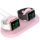 For Apple Watch / Earphone AhaStyle PT116 Universal Plastic Stand Dual Charging Storage Base(Pink) - 1