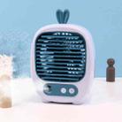 1315 Spray Humidification Hydrating Cartoon Fan USB Charging Desktop Fan(Bunny Blue) - 1