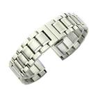 8mm Steel Bracelet Butterfly Buckle Five Beads Unisex Stainless Steel Solid Watch Strap, Color: Silver - 1