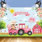 150 x 100cm Farm Animal Truck Backdrop Boy Happy Birthday Background Party Decorations - 1