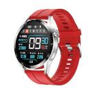Sports Health Monitoring Waterproof Smart Call Watch With NFC Function, Color: Silver-Red Silicone - 1