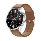 Sports Health Monitoring Waterproof Smart Call Watch With NFC Function, Color: Silver-Brown Leather - 1