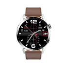 Sports Health Monitoring Waterproof Smart Call Watch With NFC Function, Color: Silver-Brown Leather+Red Silicone - 1