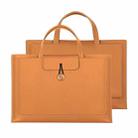 15.4/16 inch Elastic Button Laptop Waterproof PU Handbag(Khaki) - 1