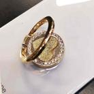 Round Glitter Heart Mobile Phone Ring Holder Metal Stand(Gold) - 1